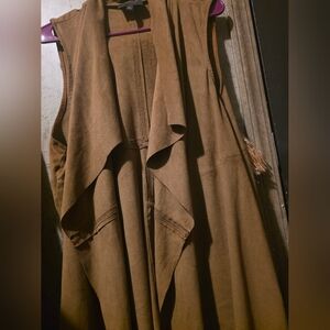 Tan Sleeveless Waterfall Vest Soft